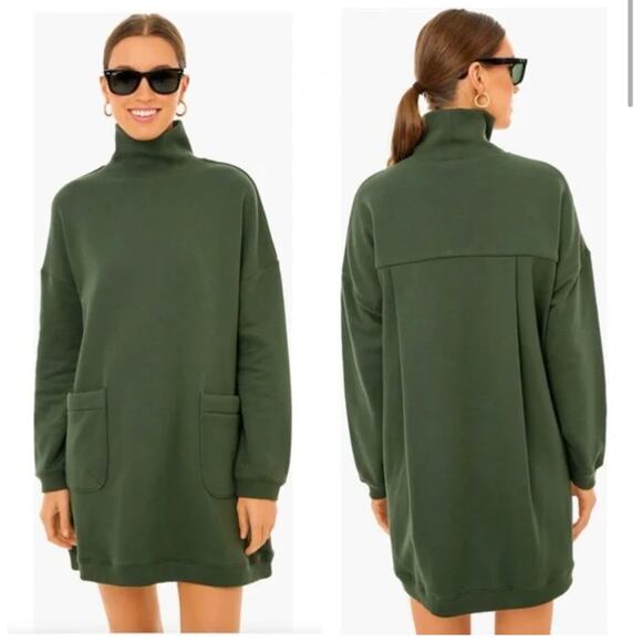 Tuckernuck Pomander Place Forest Green Porter Sweatshirt Dress Fleece Medium - Picture 1 of 8